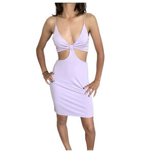 Alice + Olivia Havana Babydoll Cutout Dress‎ Sz 4 Mini Party Glam Purple Bodycon